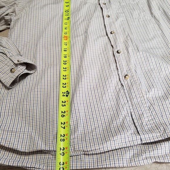 Wrangler Men's Beige Plaid Button Up Shirt Size XL Long Sleeve Cool River Cotton - Picture 7 of 11